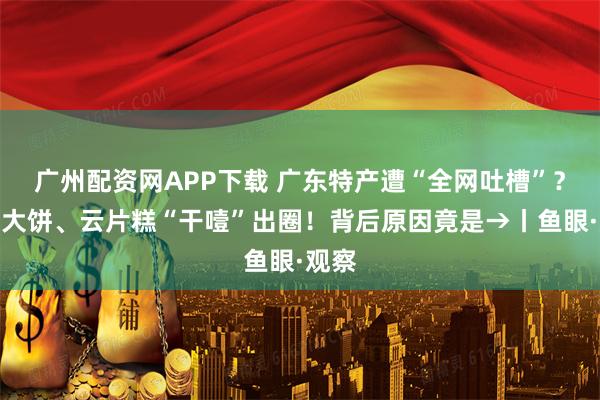 广州配资网APP下载 广东特产遭“全网吐槽”？西樵大饼、云片糕“干噎”出圈！背后原因竟是→丨鱼眼·观察