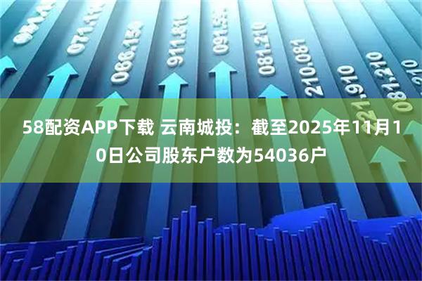 58配资APP下载 云南城投：截至2025年11月10日公司股东户数为54036户